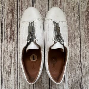 Frye White Leather Zip Sneakers